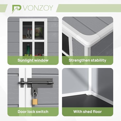 Outdoor Storage Shed with Floor, Lockable Door & Window, Waterproof Tool Shed M47080