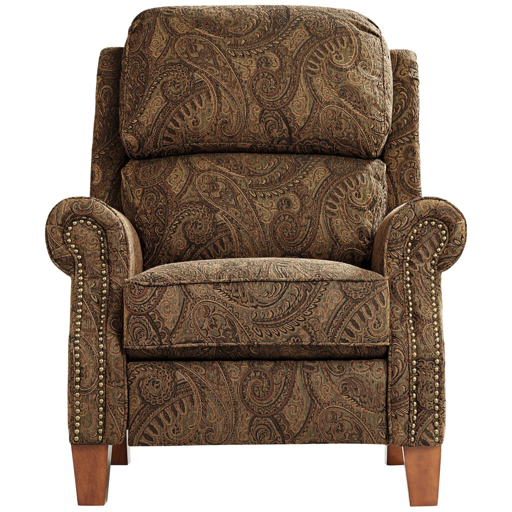 Warm Brown Paisley Patterned Fabric Recliner Chair with Push Manual Reclining Footrest A728877