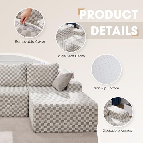 Modular L-Shape Sectional Sofa with Oversized Chaise A47792