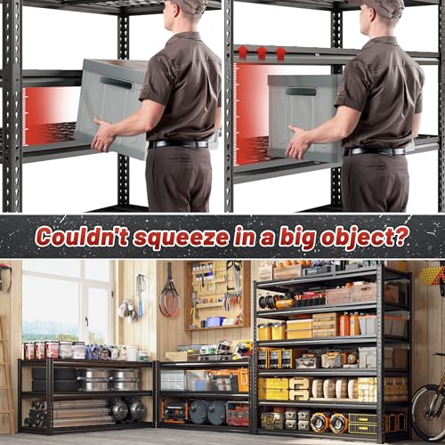 60" W Garage Shelving, 5-Tier Heavy Duty Metal Storage Shelves B8137