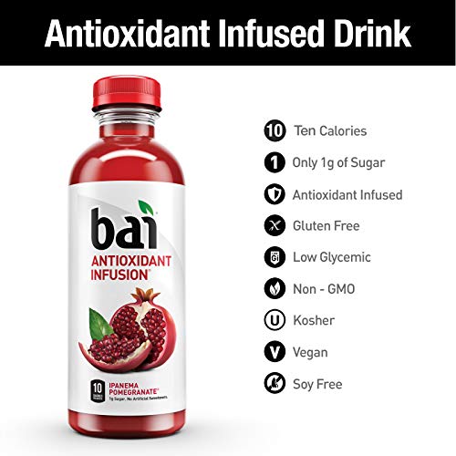 Coconut Flavored Water, Antioxidant Infused Drinks, 18 fl oz Bottles (Pack of 12) H909