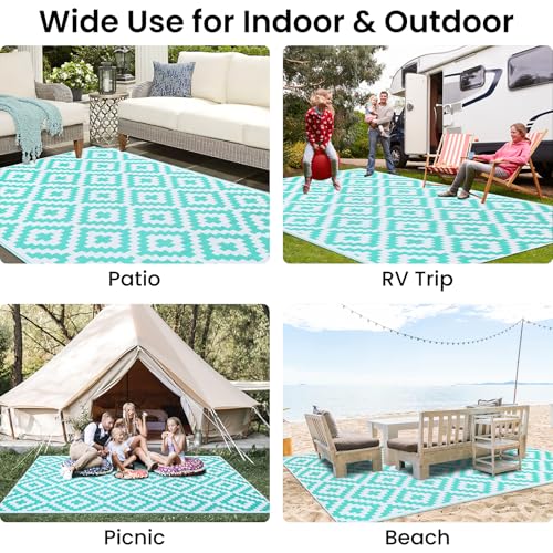 Waterproof Outdoor Rug 5x8 ft, Reversible Plastic Straw Patio Mat Z2613