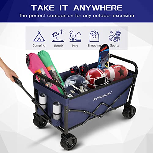 Folding Utility Wagon Cart with Wheels and Cupholders Y414202
