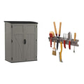 Suncast 54 Cubic Ft. Vertical Resin Outdoor Storage Shed with Lockable Double Doors, Weather-Resistant Multi-Wall Panels, Customizable Shelving, Stoney, Made in the USA
