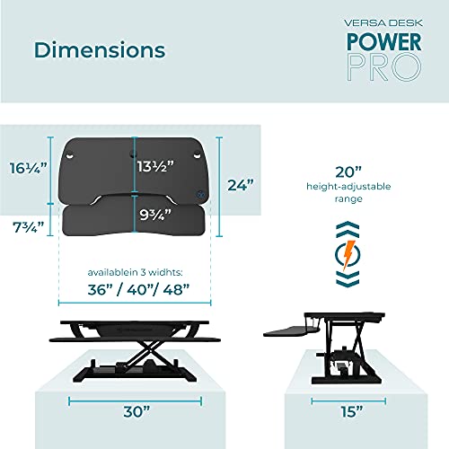Electric Standing Desk Converter, Height Adjustable Sit to Stand Riser, Dual Monitor Workstation, Black Z74939