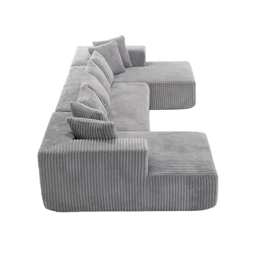 Modular Sectional Sofa with Chaise Lounge, Corduroy Memory Foam, Black Z82307