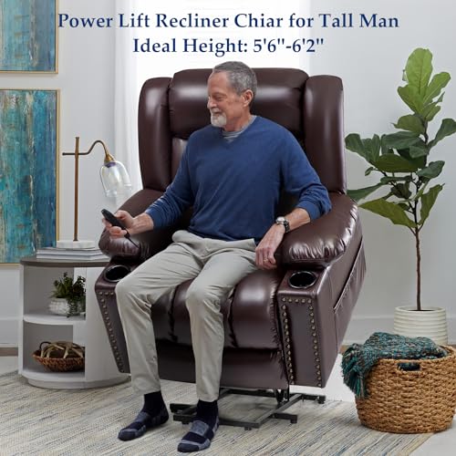 Power Lift Recliner Chair for Elderly with Heat and Massage, Adjustable Positions, Dark Brown P618617