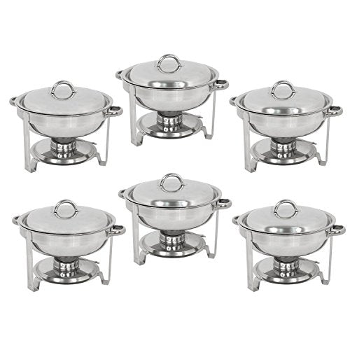 Stainless Steel Chafing Dish Set 5 Qt Round Buffet Warmer with Food Pan and Lid E92433