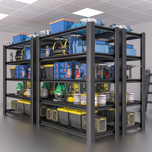 5-Tier Heavy Duty Garage Shelving Unit with Wire Shelves, 3000 LBS Capacity, Adjustable Boltless Steel Rack O9366