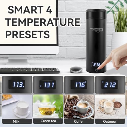 Portable Electric Travel Kettle with Temperature Control, Stainless Steel, White P764