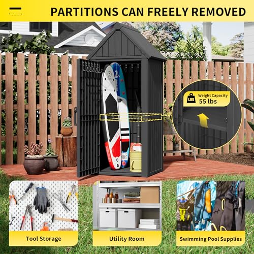 Outdoor Resin Storage Shed with Removable Shelves and Lock X97920