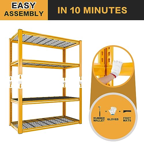 40" W Garage Shelving 2240 LBS Storage Shelves Adjustable Metal Heavy Duty 4 Tier R5651