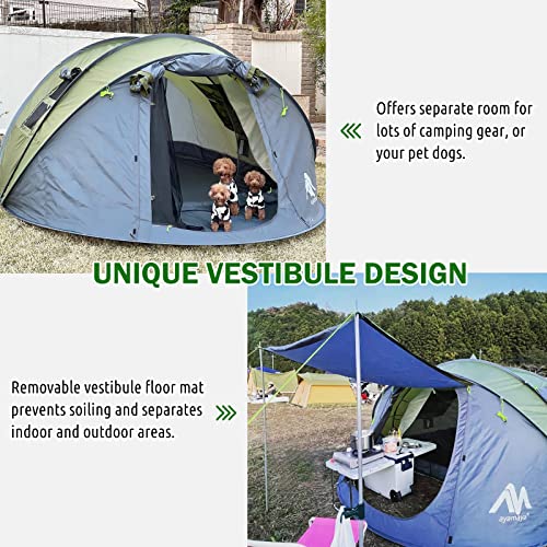 6 Person Easy Pop Up Tent for Camping, Double Layer Waterproof Instant Tent with Vestibule Y954227