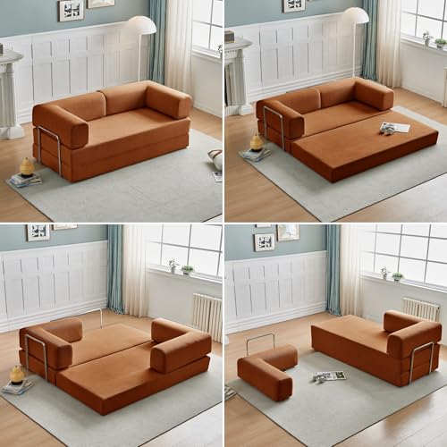 Foldable Floor Sofa Bed with Pillow Back and Armrest, Dark Gray S29408