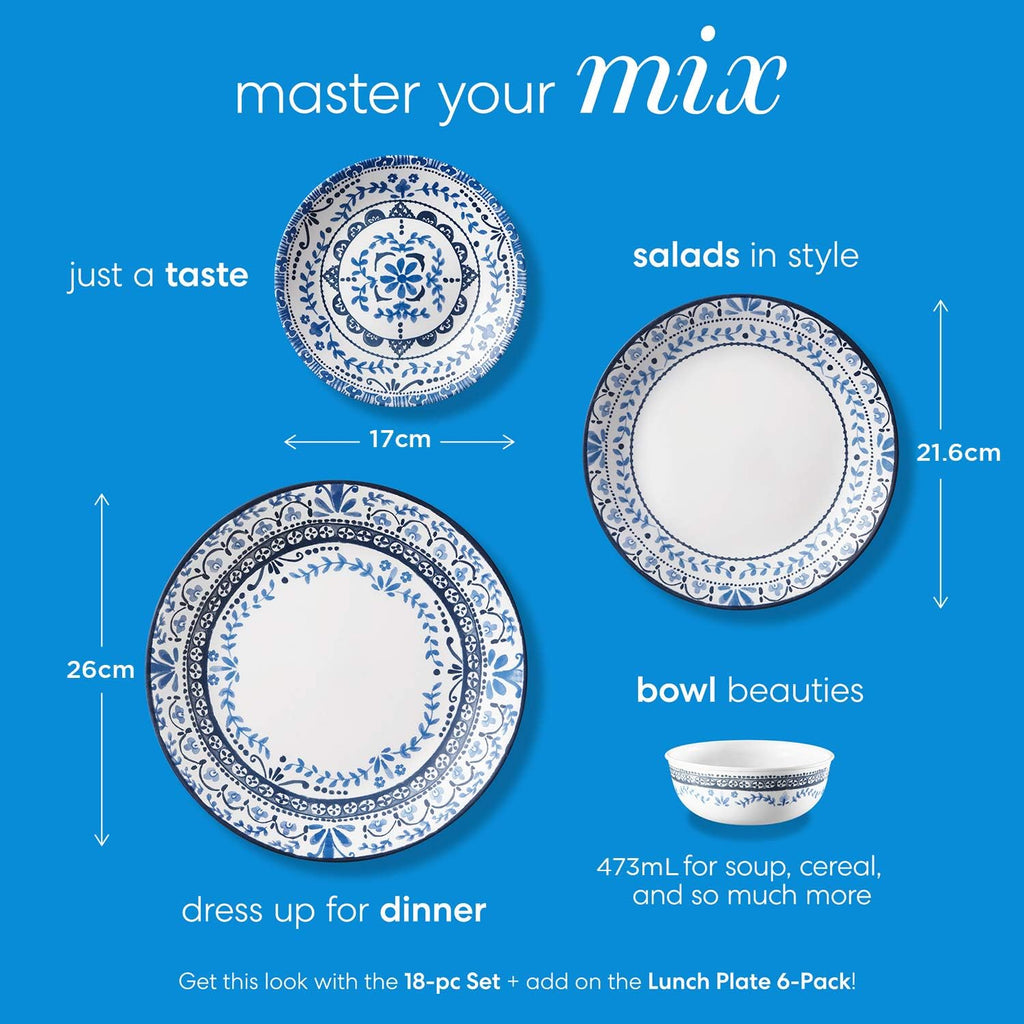 6-Piece Dinner Plates and Soup Bowl Set, Triple Layer Glass, Chip Resistant, Lightweight M302313