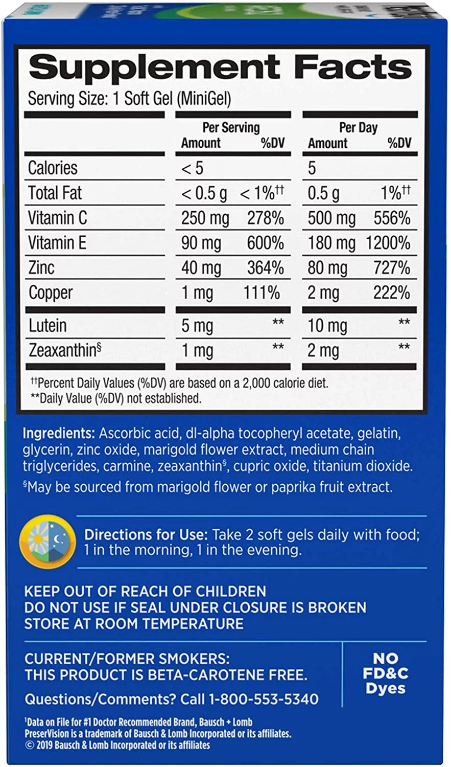 Eye Vitamin & Mineral Supplement with Lutein, Vitamin C, Zeaxanthin, Zinc & Vitamin E, 120 Softgels G543