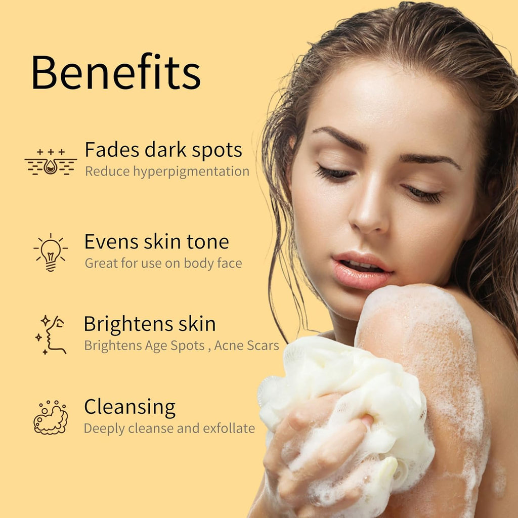 Lemon Turmeric Kojic Acid Soap Bar for Dark Spots and Hyperpigmentation, 2 Pack V9557