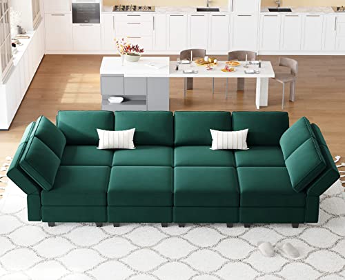 Modular Velvet Sectional Sofa with Chaise Lounge and Storage X4138