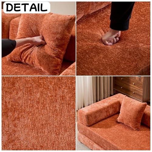 Foldable Floor Sofa Bed with Pillow Back and Armrest, Dark Gray S29408