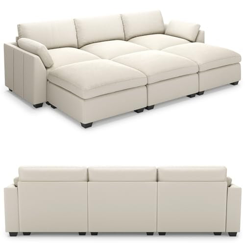 Extra Large Modular Sectional Sofa, 4-Seater L Shaped Couch, Velvet Convertible for Living Room L139