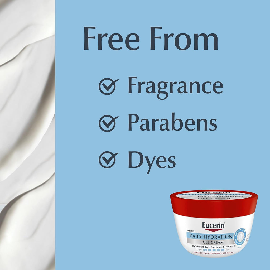 Daily Hydration Gel Cream, Fragrance Free Body Moisturizer for Dry Skin, 12 Oz Jar V19039