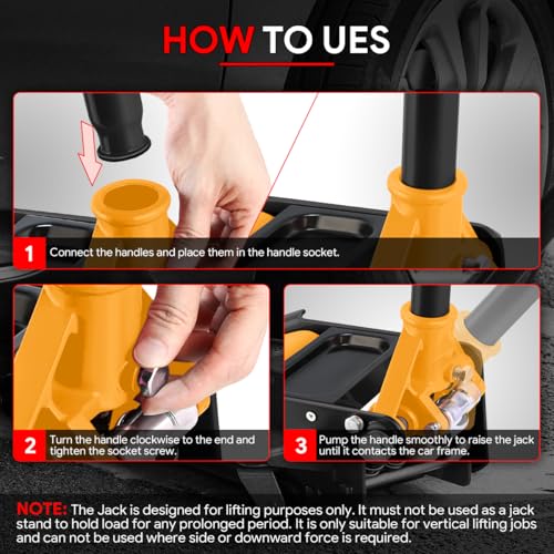 Floor Jack 3 Ton Capacity, Low Profile Heavy Duty Hydraulic Car Jack, Lifting Range 3"-20" O821