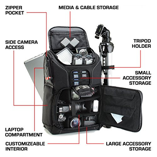 DSLR Camera Backpack with 15.6 Inch Laptop Compartment and Tripod Holder C9379
