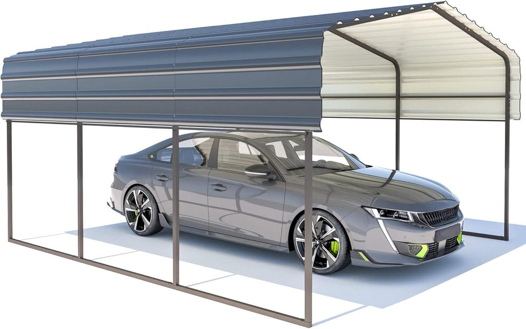 Carport with Galvanized Steel Roof for Cars, Boats, and Tractors V639