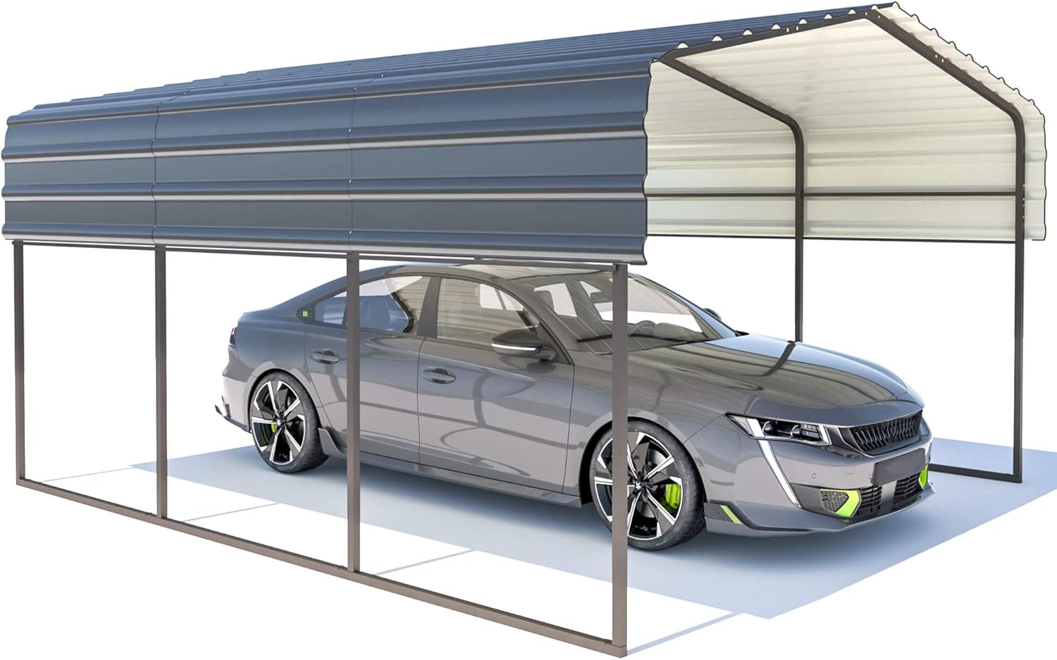 Carport with Galvanized Steel Roof for Cars, Boats, and Tractors V639