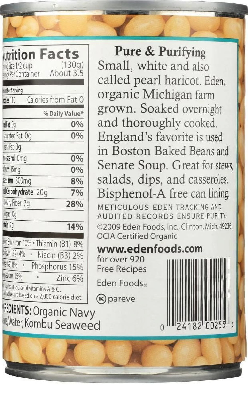 Organic Navy Beans 15 oz Pack of 3 M1202