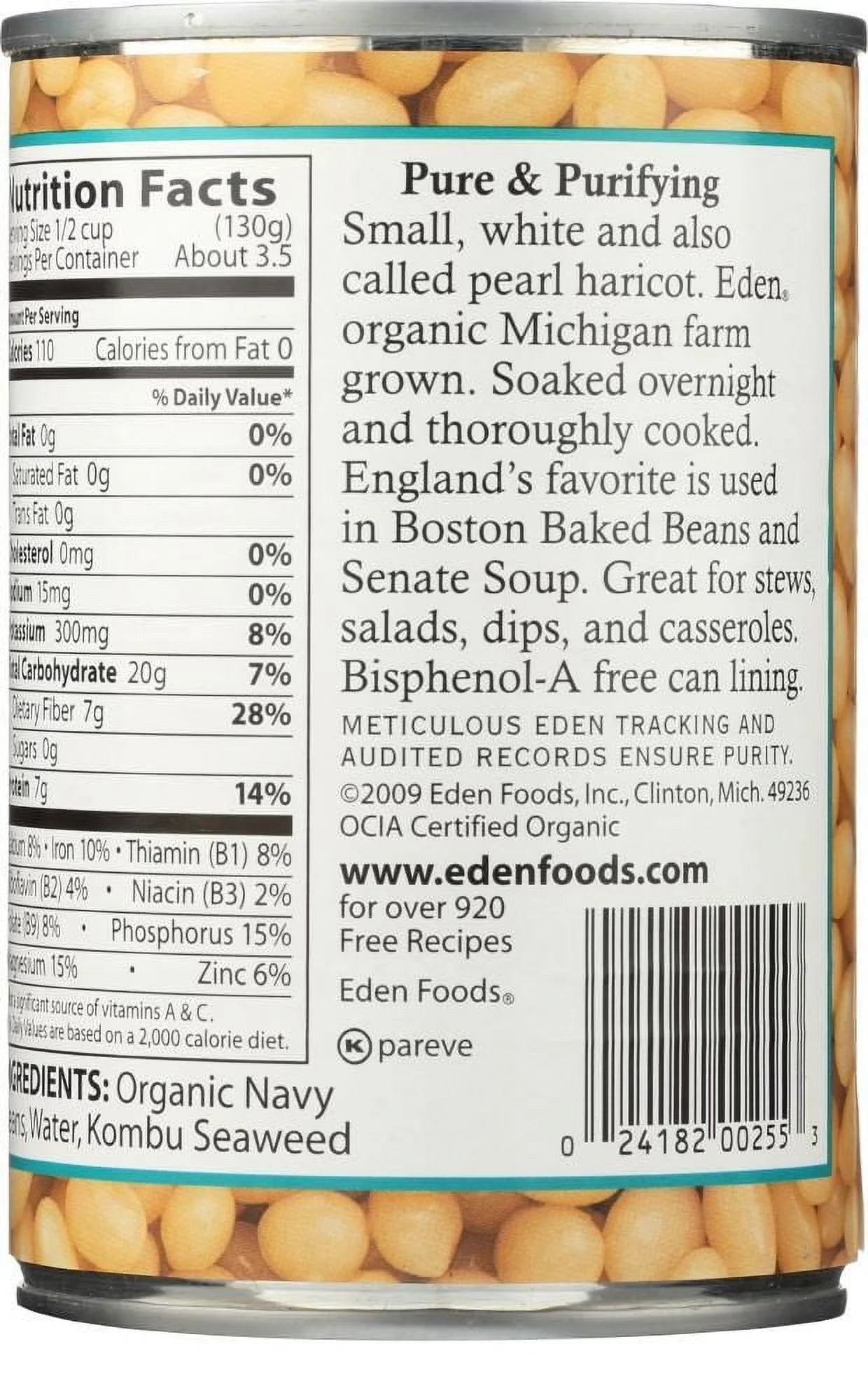 Organic Navy Beans 15 oz Pack of 3 M1202