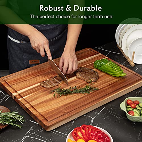 Acacia Wood Cutting Board with Handle and Juice Groove H90766