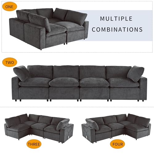 Modular Sectional Sofa with Ottoman, U-Shaped Lounge Couch H930