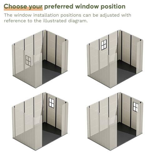 Outdoor Plastic Storage Shed with Floor, Window and Lockable Door A4787