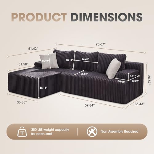 Modular L-Shape Sectional Sofa with Oversized Chaise A47792