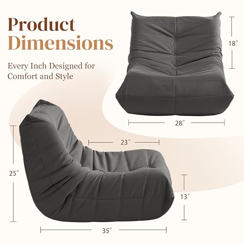 Bean Bag Chair for Adults, Suede & Microfiber Corner Lounge Sofa, 3-Seater, Beige F9802