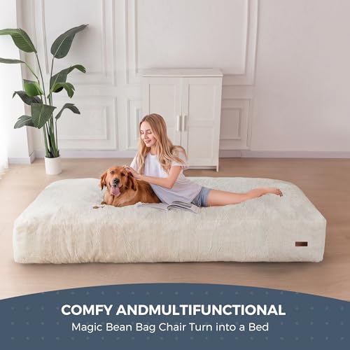 Giant Bean Bag Chair Bed for Adults, Convertible Floor Sofa Mattress R473823