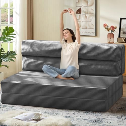 Folding Sofa Bed, Convertible Sleeper Chair with Pillow, Grey P767597