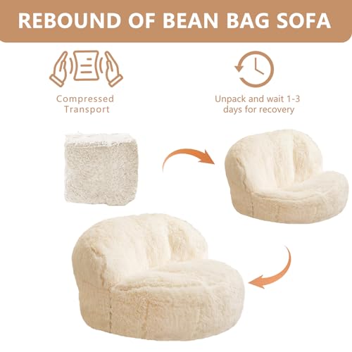 Giant Faux Fur Bean Bag Chair for Adults with Filler T74545