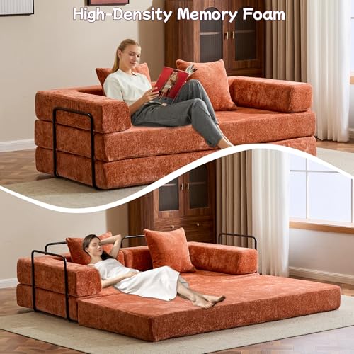 Foldable Floor Sofa Bed with Pillow Back and Armrest, Dark Gray S29408