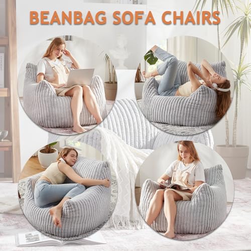 Plush Bean Bag Chair with Armrests for Adults and Teens M473