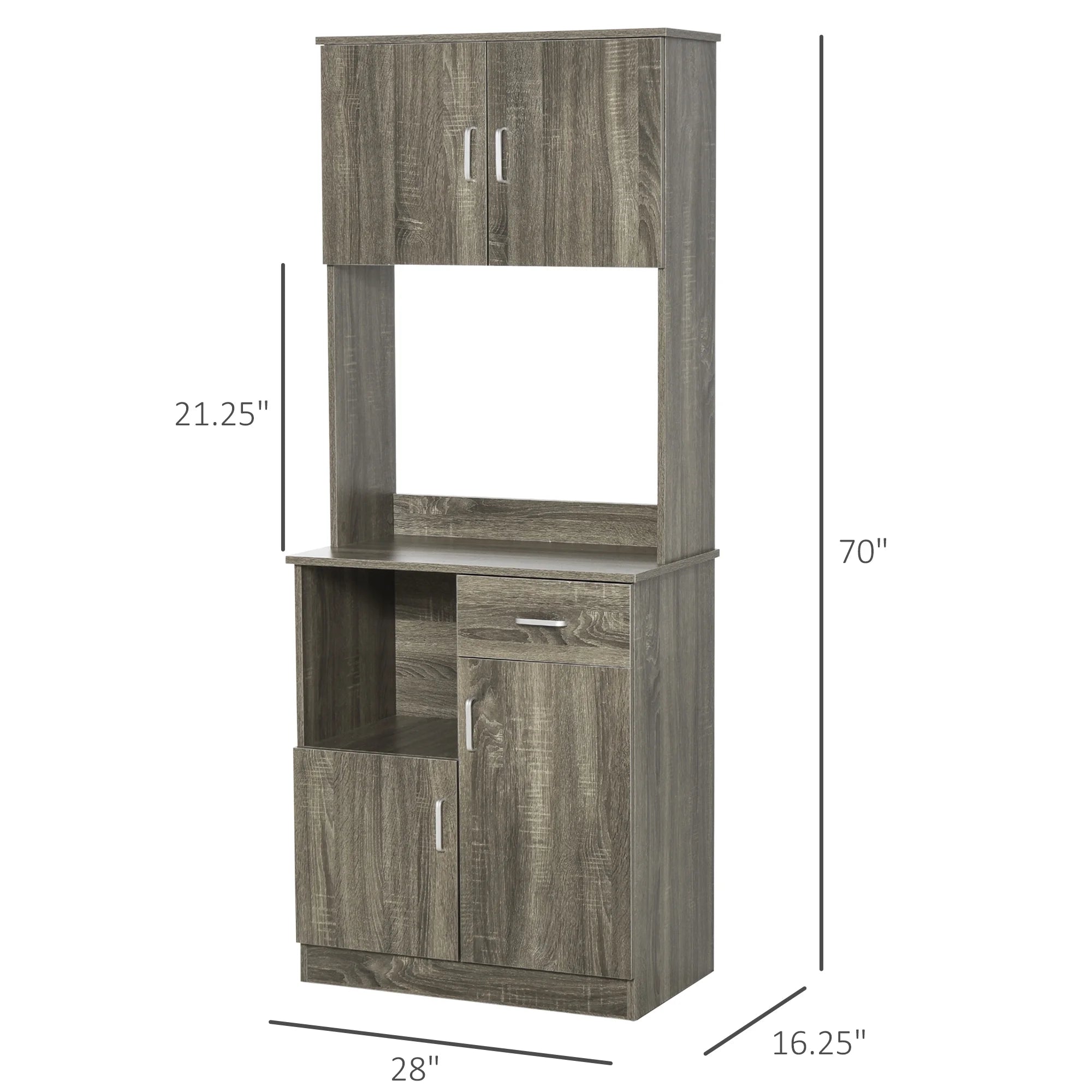 Kitchen Pantry Storage Cabinet with Microwave Stand and Adjustable Shelves K408197