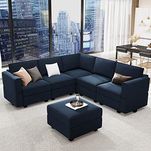 Modular Velvet Sectional Sofa with Chaise Lounge and Storage X4138