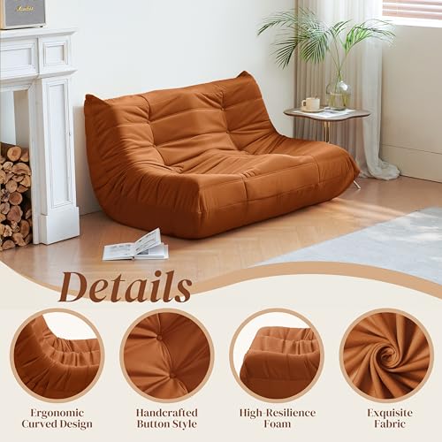 Bean Bag Chair for Adults, Suede & Microfiber Corner Lounge Sofa, 3-Seater, Beige F9802