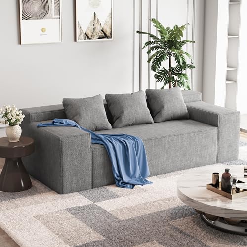 Small Sofa Loveseat with 2 Pillows, Cat-Scratch Resistant Linen, Grey K916760