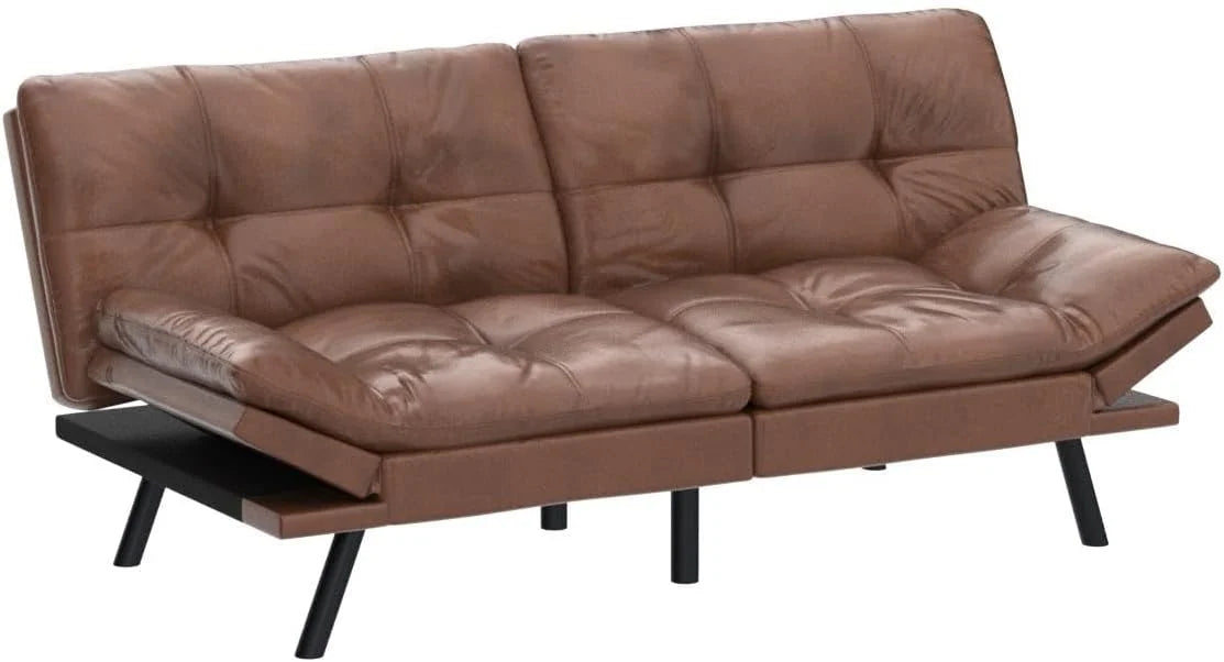 Futon Sofa Bed Memory Foam Convertible Couch with Adjustable Armrests O625
