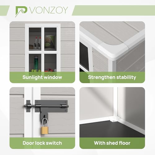 Outdoor Storage Shed with Floor, Lockable Door & Window, Waterproof Tool Shed M47080
