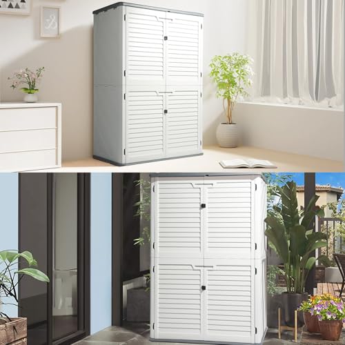 Outdoor Storage Shed, Resin Cabinet with Lockable Weatherproof Design O6489