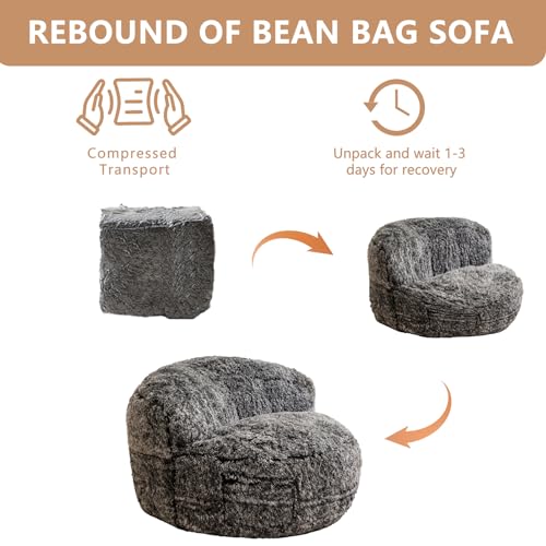 Giant Faux Fur Bean Bag Chair for Adults with Filler T74545