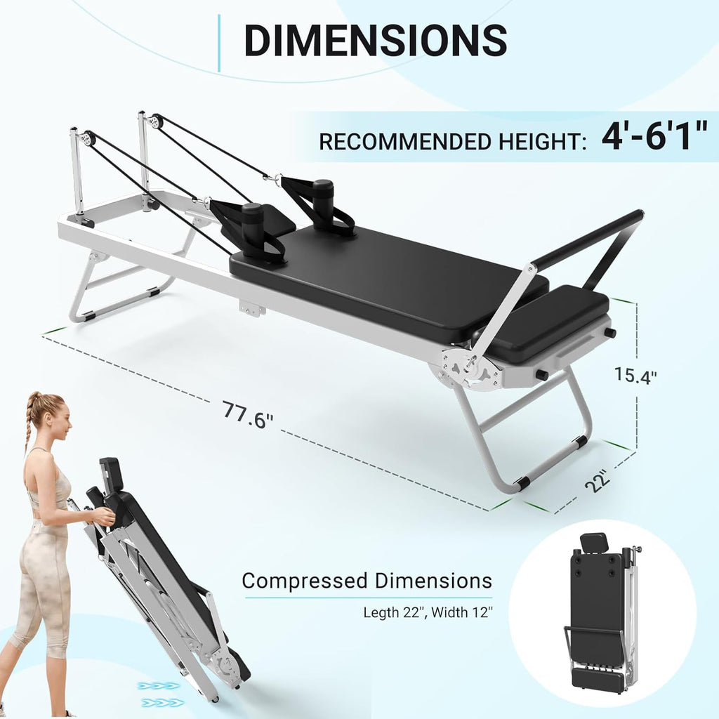 Foldable Pilates Reformer with Dual Resistance for Home Use S62081